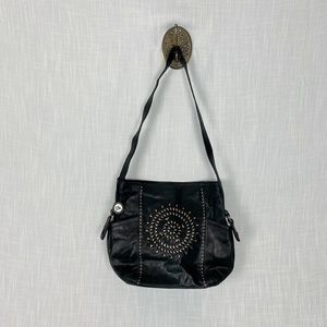 The Sak Black Leather Stitched Shoulder Bag